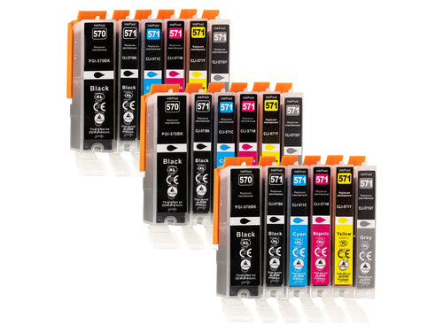 Kompatible PGI-570/CLI-571XL Canon Druckerpatronen – 3 Multipacks + 3 Grau