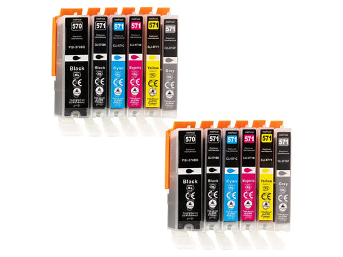 Kompatible PGI-570/CLI-571XL Canon Druckerpatronen – 2 Multipacks + 2 Grau