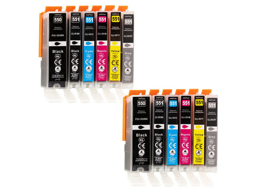 Kompatible PGI-550/CLI-551XL Canon Druckerpatronen – 2 Multipacks + 2 Grau