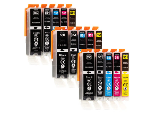 Kompatible PGI-550/CLI-551XL Canon Druckerpatronen – 3 Multipacks